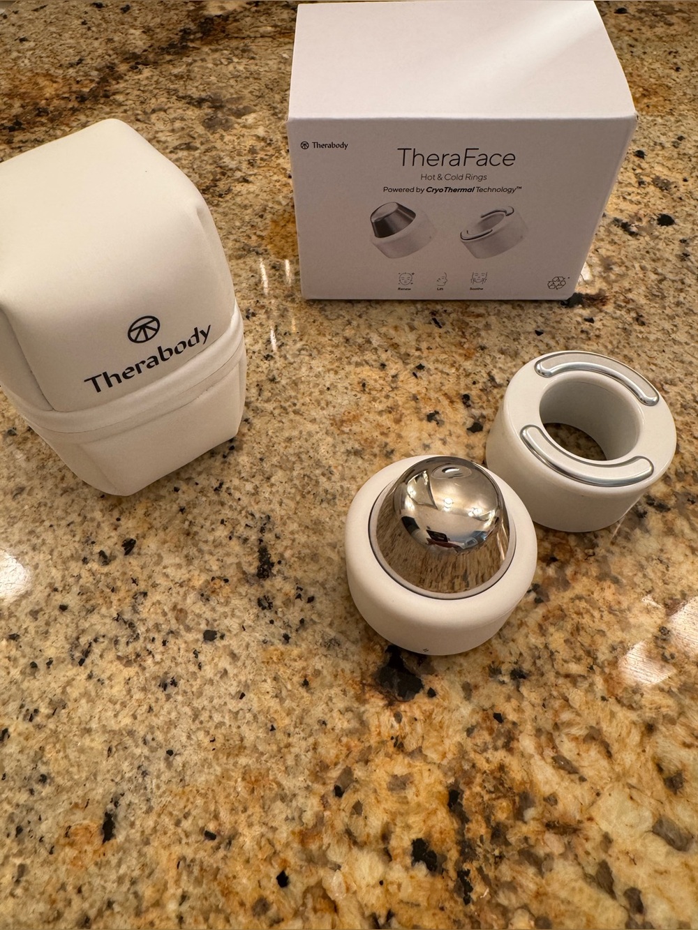 Therabody TheraFace Facial Hot & Cold Rings — White and Silver